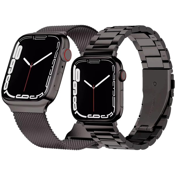 Hongxinzhan Pack of 2 Metal Replacement Wristbands Slate, Stainless Steel