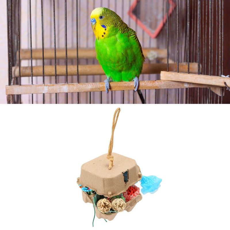 Bird Foraging Box Toys Fun Colorful Shredding Paper Sola Wood