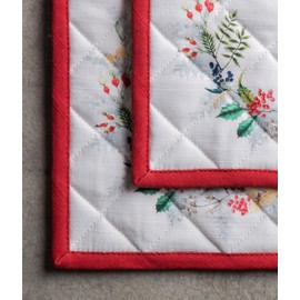 Maison d' Hermine Pot Holders 100% Cotton Set of 2 (20cm x 20cm) Easter Hot Pads Heat Resistant with Bow Pot Holder for Baking, Barbecue, Home, Morzine - Thanksgiving / Christmas