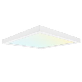 Luxrite 9 Inch Square LED Flush Mount Ceiling Light, 18W, 3 Color Selectable 3000K | 4000K | 5000K, 1200 Lumens, Dimmable Low Profile Ceiling Light, Damp Rated, ETL Listed - Bedroom, Hallway, Entryway
