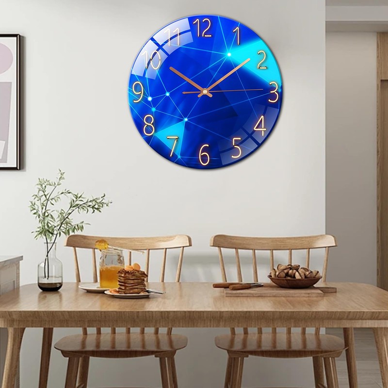 Ergocar Glass Wall Clock Silent Scanning Mechanical Round Glass Wall