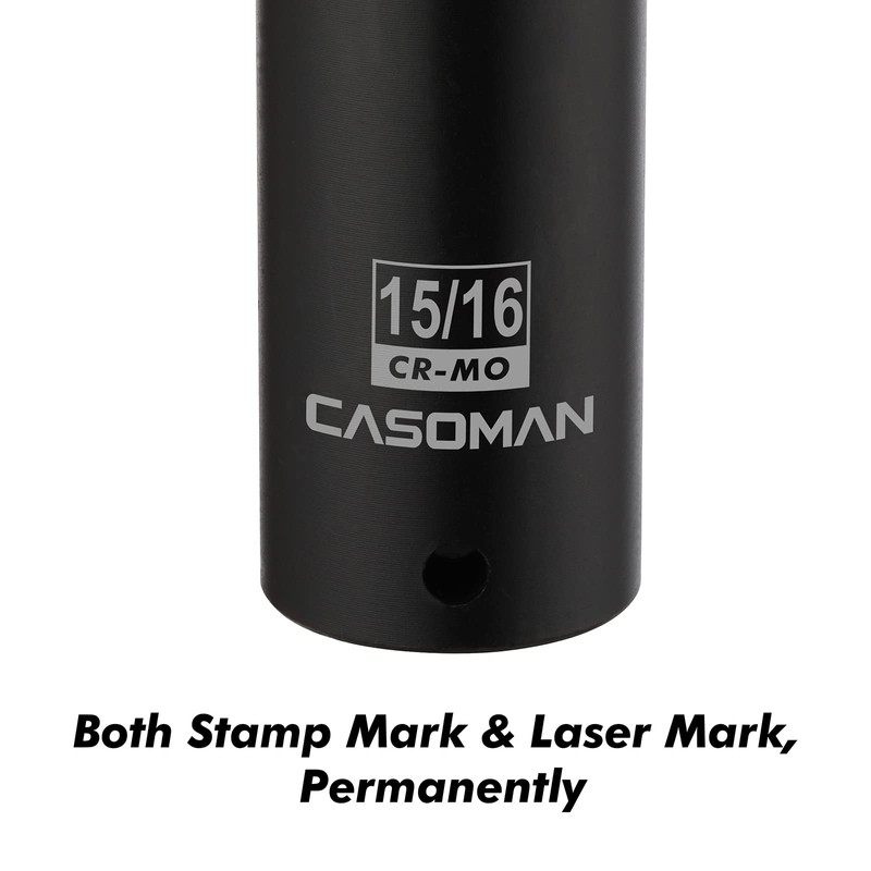 CASOMAN 1/2-Inch Drive Extra Deep Socket (15/16"), CR-MO, SAE, 6-Point,
