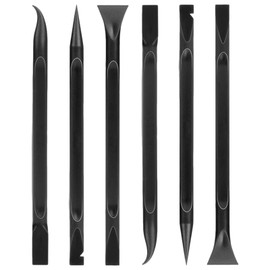 Carbon Fiber Plastic Scraper Tool, 6 Pcs Non-Scratch Super Scraper Crevice Pen-Shaped Scraper for Tight Spaces Car Detailing Kitchen Food Paint Cleaning Stickers Labels Dirt Removal Supplies(Black)