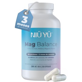 Mag Balance | Magnesio de 4 Fuentes | 200 Cápsulas · Rinde 100 Porciones