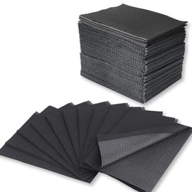 KXJHY 125Pack Disposable Dental Bibs, 13"x18" Dental Bibs, 3-Ply Waterproof Tattoo Bibs for Tattoo Table, Salon Tray, Dental Tray Covers, Tattoo Nail Art Tray Cover Mayo Stand Dental Bibs (Black)