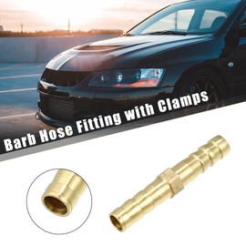 X AUTOHAUX 1 Set 6mm Copper Hose Barb Fitting Connector with Clamps