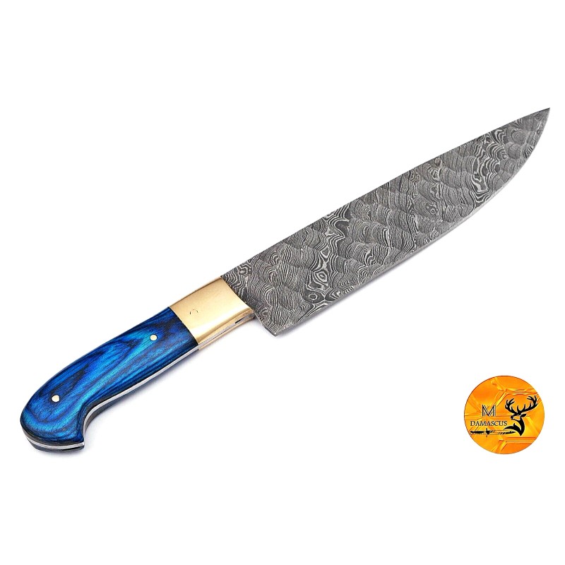 M DAMASCUS CUSTOM HANDMADE DAMASCUS STEEL ENGRAVED BLADE CHEF KNIFE