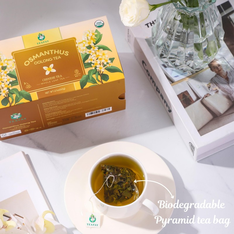 TEAFAY Organic Osmanthus Oolong Tea – 20 Count (40 Cups),