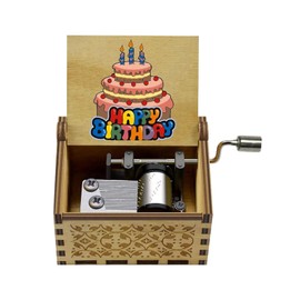Wooden Music Box,Happy Birthday to You Song Music Box | Wooden Music Box Engraved Vintage Box Hand Music Box for Children Birthday
