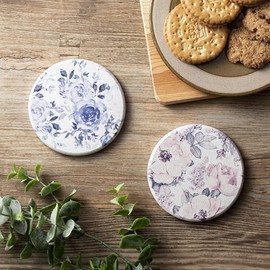 &NE Diatomaceous Earth Print Coaster Pink Flower NEO-179-PF 9 x 0.9 cm