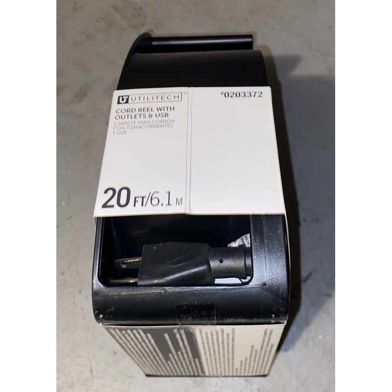 Utilitech Extension Cord Reel 20' Cord Hand Wind Retractable 3
