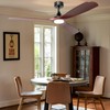60 Inch Ceiling Fan with Lights, Solid Wood Blades Smart