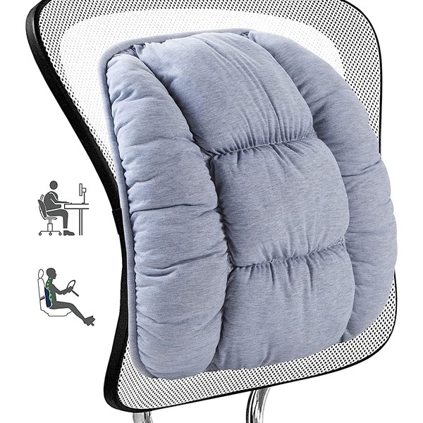 Big Hippo Lumbar Support Lumbar Pillow Cushion for Home Work Office Chair Car Gray