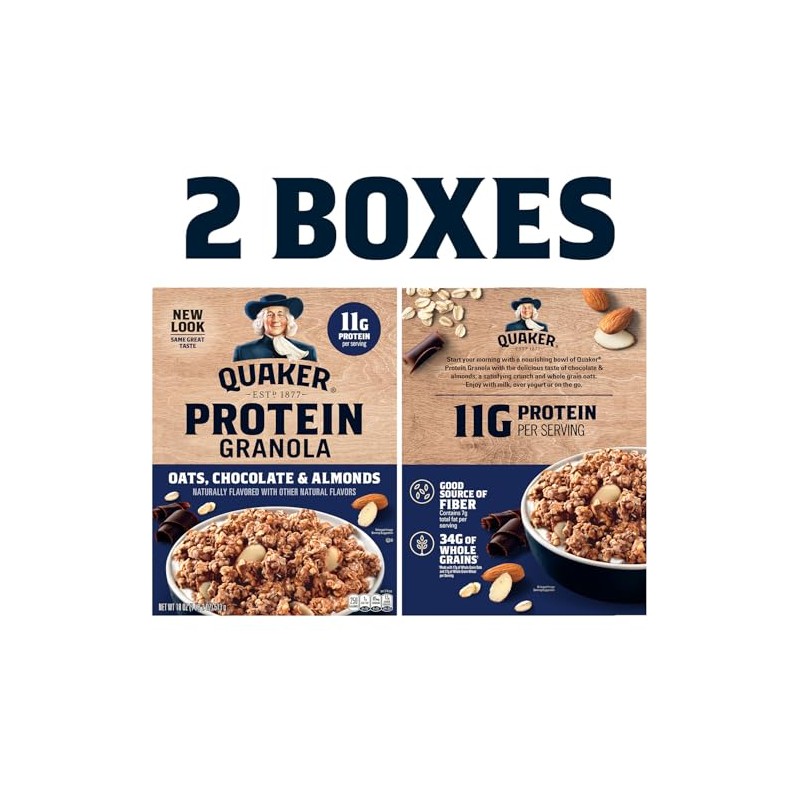Quaker Protein Granola, Oats Chocolate, & Almonds, 18oz Boxes (2