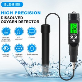 Oxygen Meter Water Bluetooth Oxygen Detector Water Detector for Dissolved Oxygen Culture Applicable to Fish Pond Aquarium Aquaculture BLE-9100 (Includes Electrolytic Powder)