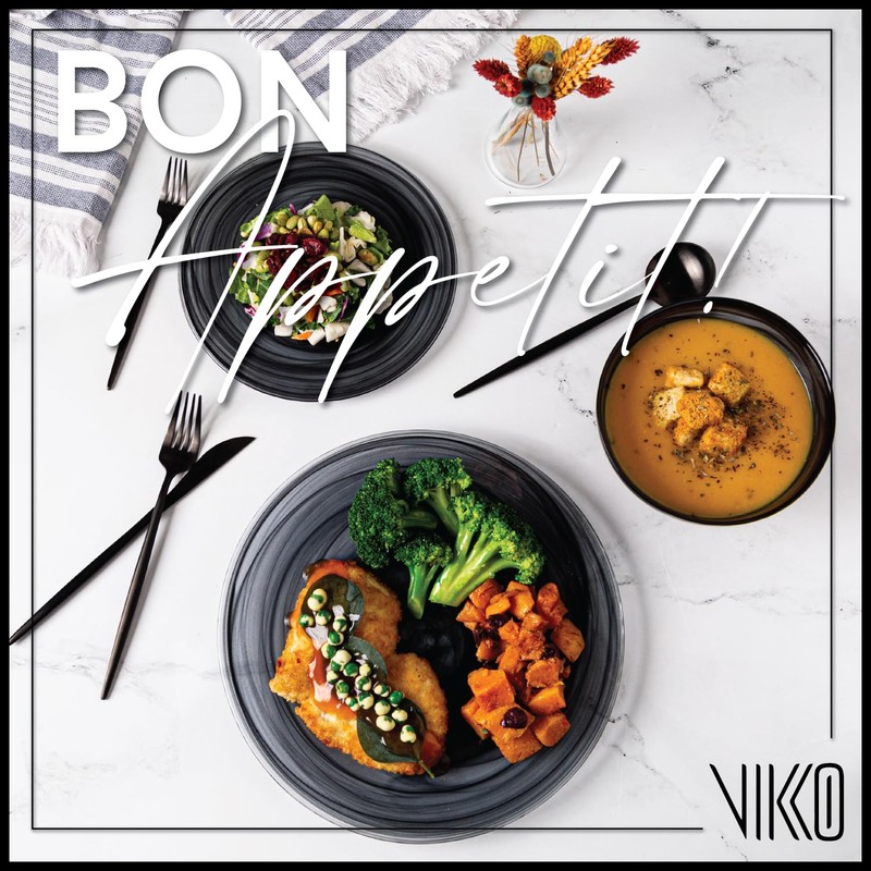 Vikko Dinner Plates, Set of 4 Black Alabaster Plates, 11"