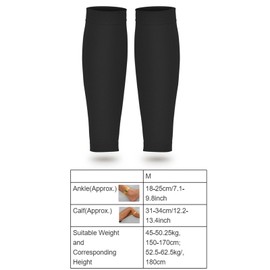 Compression Socks, 20-30mmHg Calf Compression Sleeves, Footless Compressed Socks for Varicose Veins, Shin Splints, Edema Recovery Maternity, Cycling Running Travel, Women & Men(M-Black)