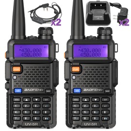 Baofeng UV-5R Radio Ham Radio Handheld UV5R Long Range Dual Band Rechargeable High Power Two Way Radio Walkie Talkies with 1800mAh Li-ion Battery and Earpiece for Hunting Camping Survival Gear,2 Pack