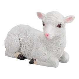 Pssopp Sheep Figurine, Lying Down Lamb Garden Sculpture Resin Sheep Ornament Animal Sheep Lawn Ornament Garden Sheep Statue for Outdoor Indoor (24x12x15cm / 9.4x4.7x5.9in)
