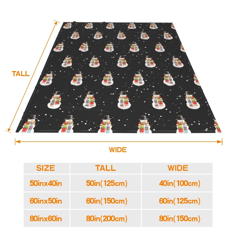JOOCAR Christmas Snowman Throw Blanket Winter Black Happy New Year