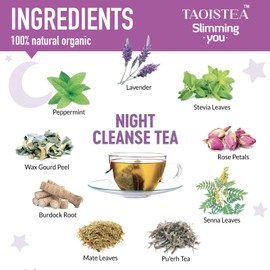 TAOISTEA Detox Tea - 14 Day Natural Herbal Blends for Colon Cleanse, Bowel Movement and Regulation, Promote Digestive Health and Weight Loss for Men and Women - 1 Night Cleanse (7 Bags)