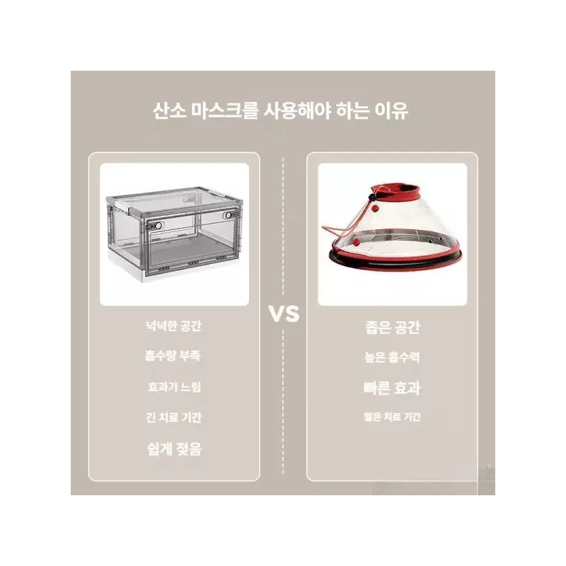 강아지 산소 마스크 투명 적색 깔대기 애견 소형견 대형견 고양이