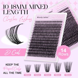 Lash Clusters 40D Wispy Individual Lashes 280PCS D-Curly Volume Lash Extensions 10-18mm Natural DIY Cluster Lashes for Beginners(40D,10-18mm,0.07D)
