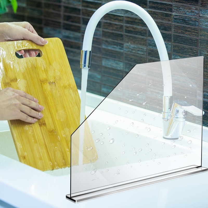 Vesici 2 Pcs Clear Acrylic Sink Splash Guard Freestanding Panel