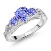 Gem Stone King 925 Sterling Silver Blue Tanzanite and White