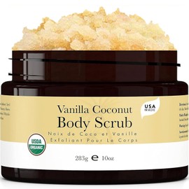 Beauty by Earth- Exfoliante corporal orgánico de vainilla, coco y azúcar, exfoliante corporal exfoliante y exfoliante para pies.