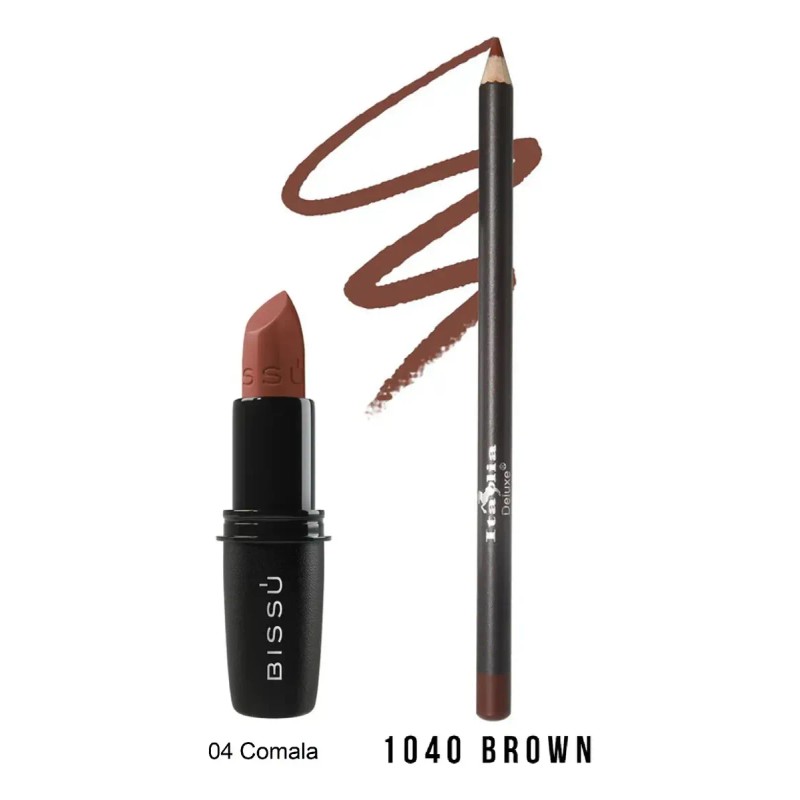 Lip Combo Labial Bissu + Delineador Italia Deluxe