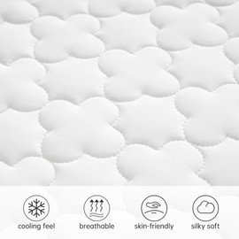EASELAND Twin XL Cooling Mattress Topper Summer Mattress Pad for Hot Sleepers and Night Sweats Instant Cooling Fiber Pillow Top Mattress Cover 8-21" Deep Pocket (39x80 Inches,White)