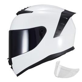 JQF Gear Motorcycle Helmets Full Face WS-611 Street Bike Motorbike Helmet for Adults Men Women DOT Approved (Gloss White, M)
