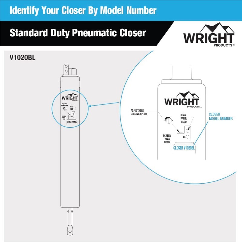 Wright Products V1020BL Standard Duty Pneumatic Closer, Black