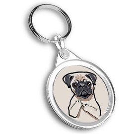 Destination Vinyl ltd 1 x Round Photo Keyring Funny Rude Pug Dog Joke Animals Pets |Keychain|Keyring|Charm| #58690