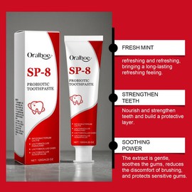 Sp-8 probiotic brightening white toothpaste for deep cleaning and care of teeth,oral care,whitening,stain removal,brightening white mint toothpaste:_2*pcs