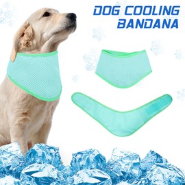 Dog Cooling Bandana, Breathable Pet Cooling Collar for dogs, Instant Chill Out Pet Scarf, Summer Outdoor Ice Neck Cooler (Blue+Green, S)