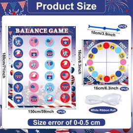 Giant Floor Games - American Patriotic Pose Balance Game, 4th of July Party Favor, Indoor Outdoor Interactive Games For Kid Adult - Promotes Physical Activity, Family Board Game Mat for Home Lawn Yard