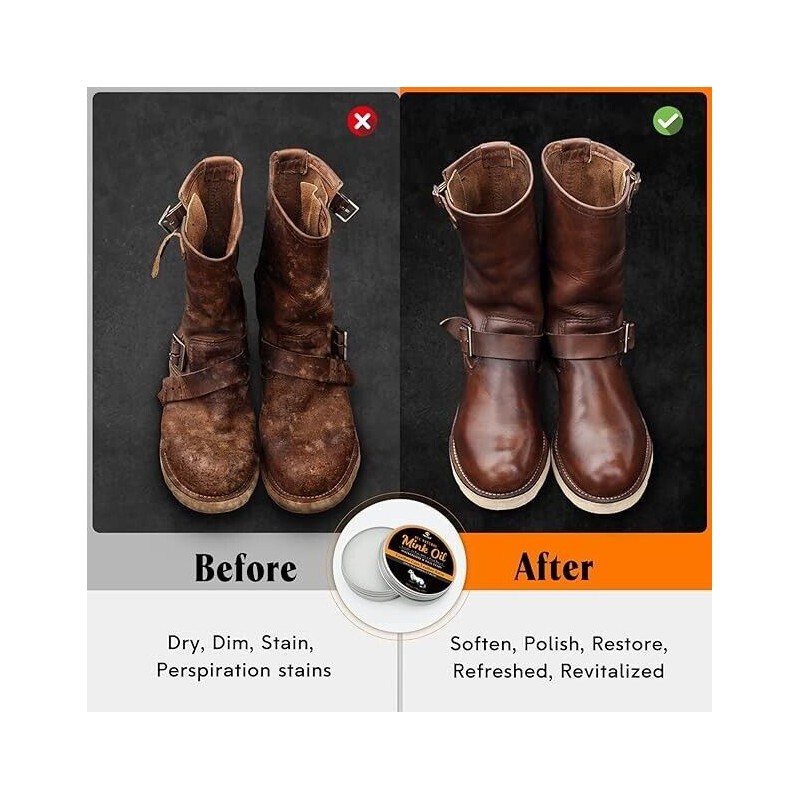 MEKER Mink Oil for Leather Boots Leather Conditioner and Cleaner