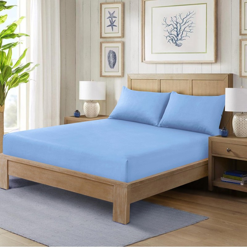 CHARKHAH Polycotton Fitted Sheet for Single Double King Super King