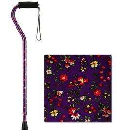 NOVA Designer Walking Cane with Offset Handle, Lightweight Adjustable Walking Stick with Carrying Strap, “Purple Bliss” Design