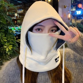 Women's Winter Knit Balaclava Hooded Neck Warmer Warm Hat lf2539 Free Size/Free Size Khaki [Women's] 3ea