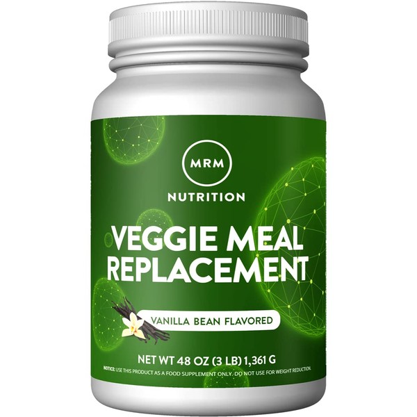 MRM Nutrition Veggie Meal Replacement Protein | Vanilla Bean Flavored | 22g complete plant based protein | Meal on-the-go | Mediate hunger | Balanced macronutrient formula | 28 servings