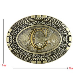 KDG Mens Western Belt Buckle - Initial Cowboy Letter Oval Belt Buckles for Women, C, One Size