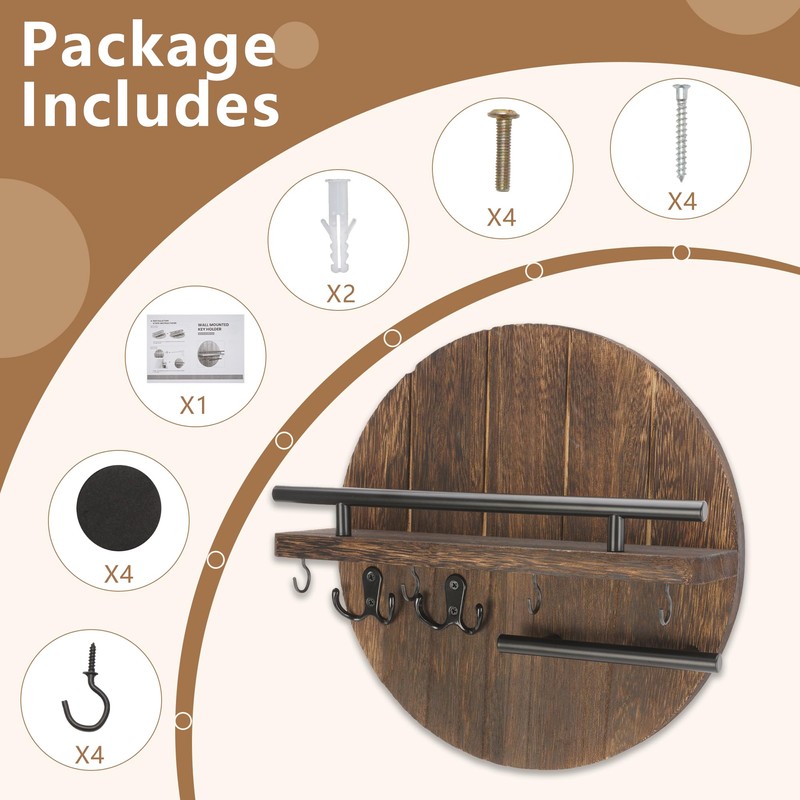 awagas Wooden Key Holder for Wall, 11.8" Rustic Key Rack