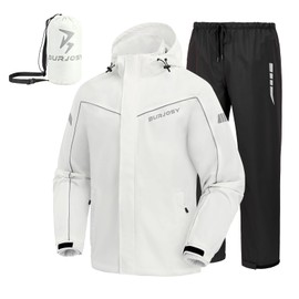 Rain Suit for Men, Packable Waterproof Rain Jacket & Pants, Reflective Raincoat Rain Gear for Outdoor Golf Hiking Fishing