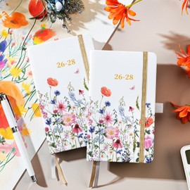 2026-2028 Pocket Calendar - Pocket Planner from Jan. 2026 to Dec. 2028, 3 Year Clendar Monthly Planner 2026-2028, 6.3" x 3.7", 60 Note Pages, Pen Holder, Pockets - Flowers