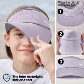 Sukeen Schnelltrocknende Sonnencap Damen Visor Cap Kinder,UV-Schutz Sonnenschild Visor 5-12 Jahre Mädchen Jungen,Cooles Elastisches Visier mit schweißabsorbierendem, atmungsaktivem Schweißband