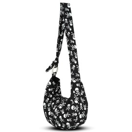 Your Cozy Women's Crossbody Handbags Hippie bag Boho Hobo Bags for Women Shoulder Sling Bag Hippie Tote Bag Handmade Cotton Hippie Purse with Adjustable Strap (White Skull)