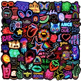 EUFFO Aufkleber Sticker Set 100 Stück Neon Decals Vintage Kleine Wasserfeste Vinyl Sticker für Laptop Fahrrad Motorrad Skateboard Helm Auto Koffer Stickerbomb Coole Deko Sticker